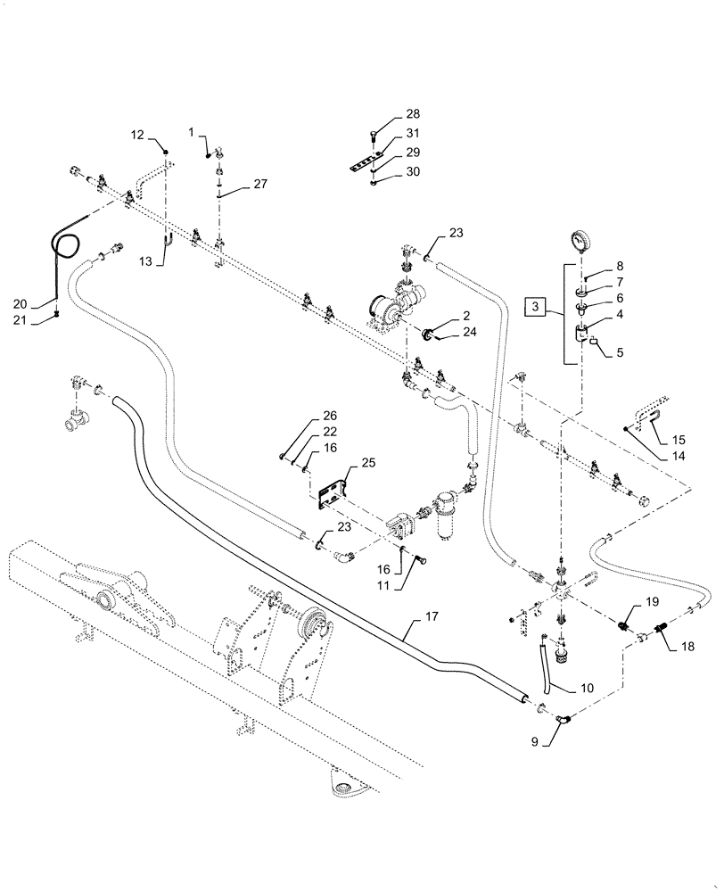 Схема запчастей Case IH 1625 - (63.100.AB[07]) - FERTILIZER PLUMBING (CONTINUED) (63) - CHEMICAL APPLICATORS