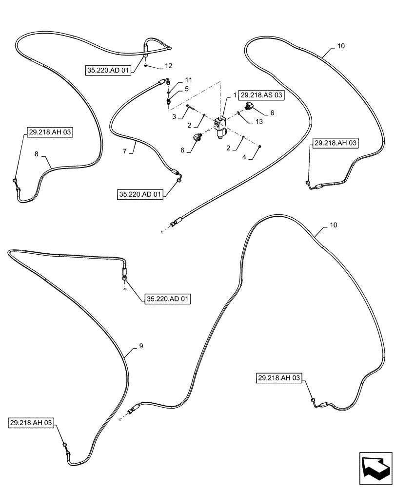 Схема запчастей Case IH PATRIOT 3340 - (29.218.AS[02]) - MOTOR CONTROL LINES (29) - HYDROSTATIC DRIVE