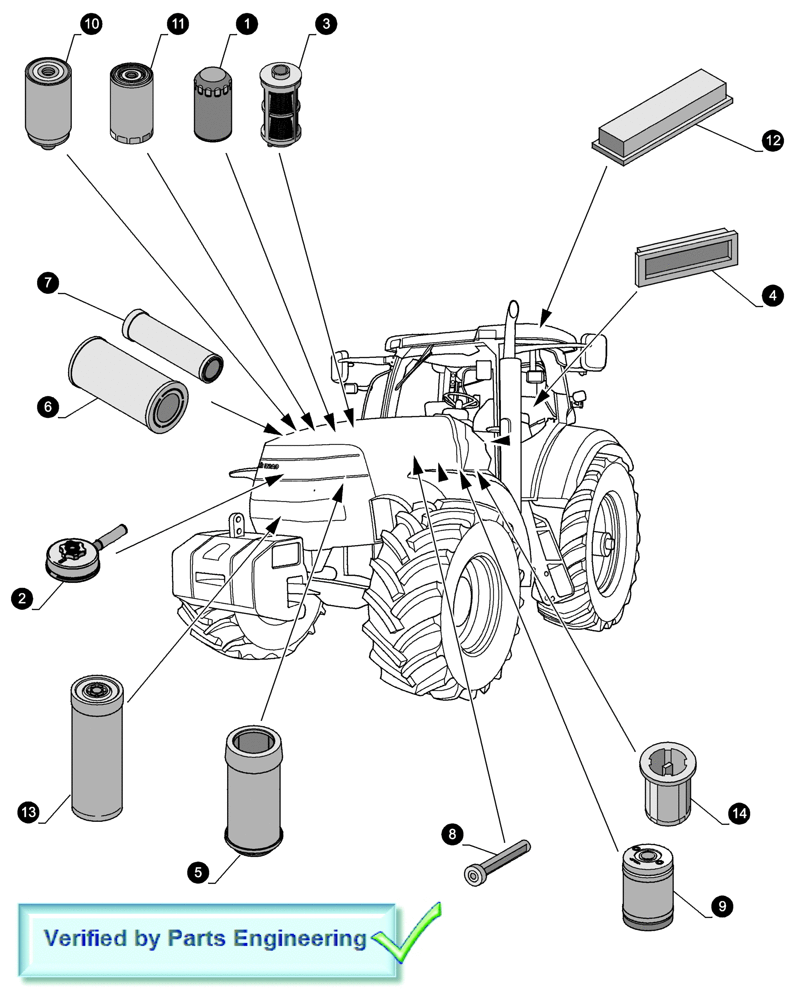 Схема запчастей Case IH PUMA 160 - (05.100.04[01]) - MAINTENANCE PARTS - FILTERS (05) - SERVICE & MAINTENANCE