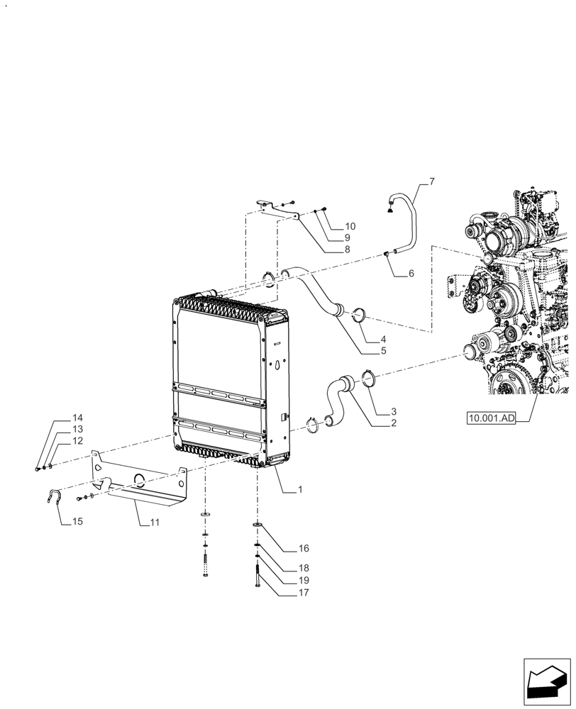Схема запчастей Case IH FARMALL 110A - (10.400.BE) - VAR - 391265 - RADIATOR (10) - ENGINE