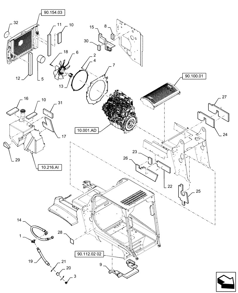 Схема запчастей Case IH SV300 - (90.105.CU) - ENGINE SOUND ACCOUSTICS CAB EURO (90) - PLATFORM, CAB, BODYWORK AND DECALS