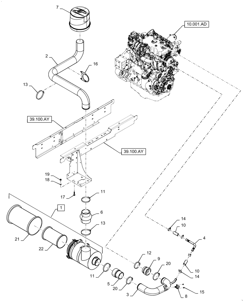 Схема запчастей Case IH WD1504 - (10.202.AB) - AIR INTAKE (10) - ENGINE