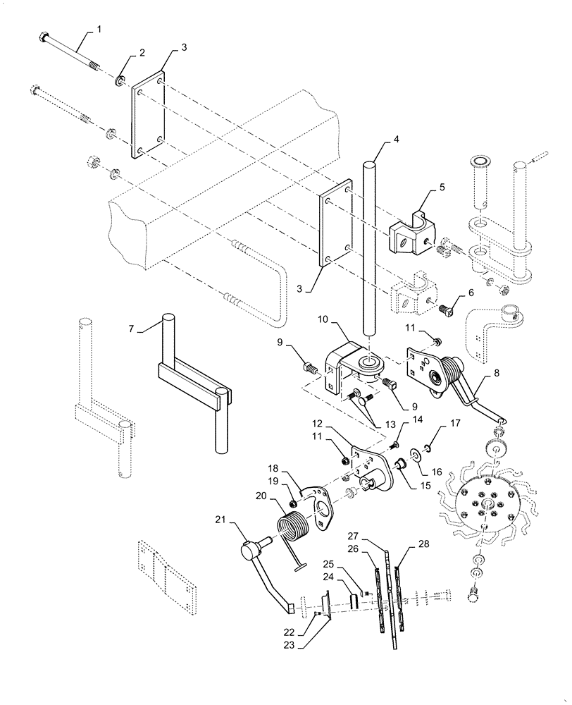 Схема запчастей Case IH 1625 - (39.110.AM[05]) - FRAME MOUNT DOUBLE TERRA-TINE (39) - FRAMES AND BALLASTING