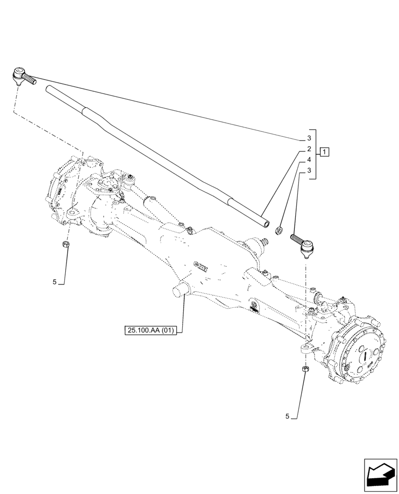 Схема запчастей Case IH PUMA 185 - (41.106.AG[01]) - VAR - 391157 - 4WD FRONT AXLE, TIE-ROD ASSY (41) - STEERING