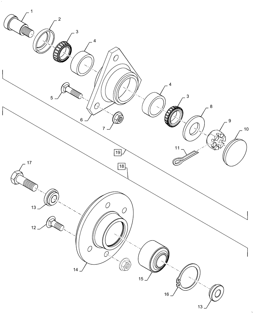Схема запчастей Case IH 1625 - (44.901.AA[01]) - HUB ASSEMBLY (44) - WHEELS