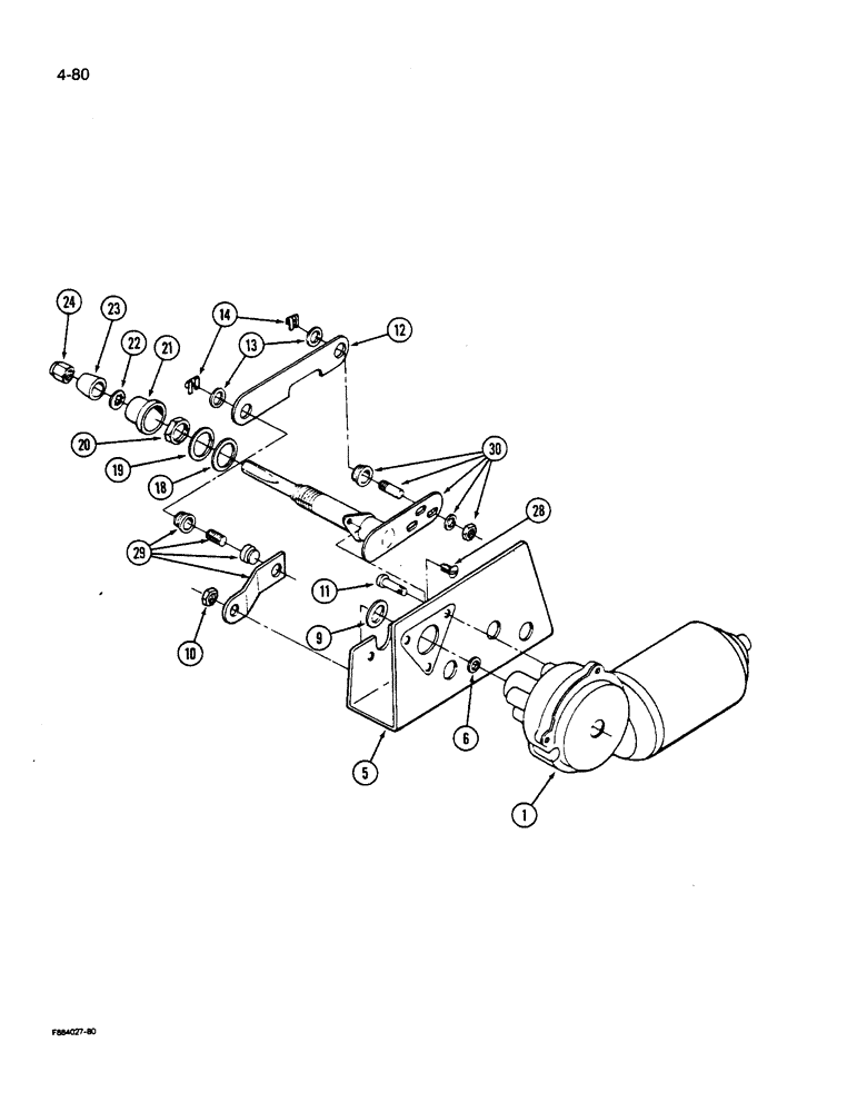 Схема запчастей Case IH 9270 - (4-080) - WIPER DRIVE ASSEMBLY REAR WINDOW PRIOR TO P.I.N. JCB0028400 (04) - ELECTRICAL SYSTEMS