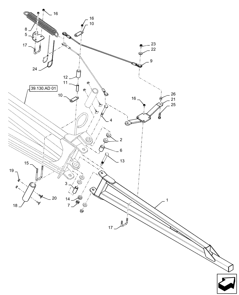Схема запчастей Case IH PATRIOT 3340 - (39.130.AB[09]) - BOOM BREAKAWAY, 90 BOOM (39) - FRAMES AND BALLASTING