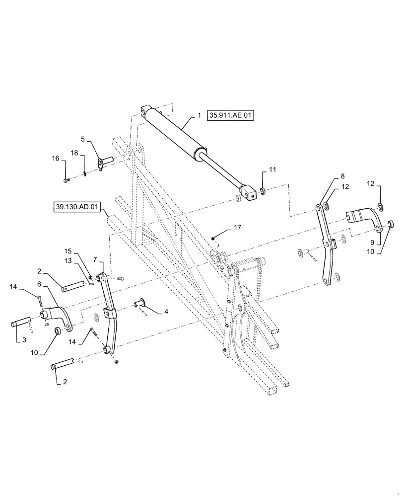 Схема запчастей Case IH PATRIOT 3340 - (39.130.AB[05]) - OUTER BOOM HINGE, 90/100, BOOM (39) - FRAMES AND BALLASTING