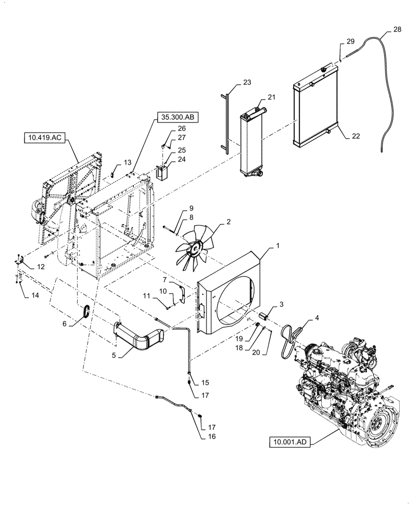 Схема запчастей Case IH WD2304 - (10.400.BE) - RADIATOR & RELATED PARTS (10) - ENGINE