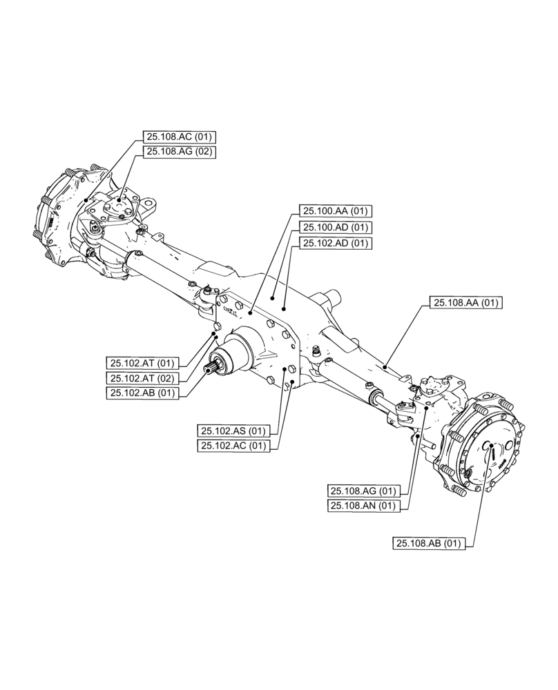 Схема запчастей Case IH PUMA 240 CVT - (25.000.00[01]) - SECTION INDEX - FRONT AXLE SYSTEM (25) - FRONT AXLE SYSTEM