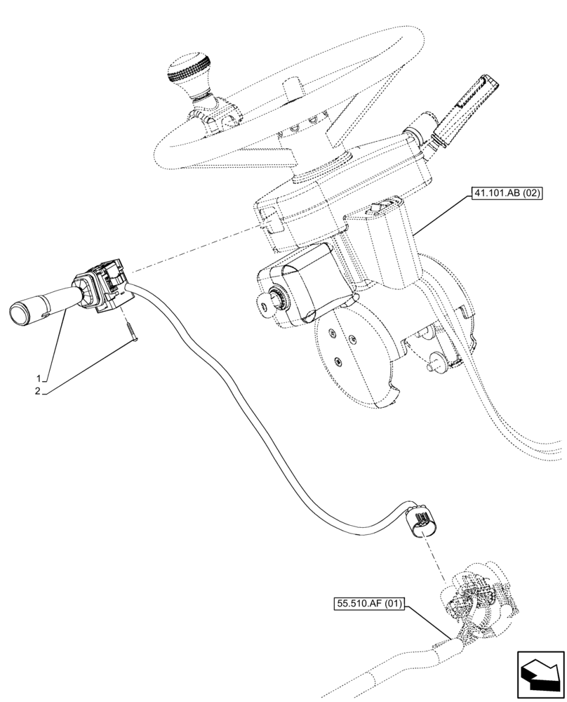 Схема запчастей Case IH FARMLIFT 635 - (55.518.AY[01]) - WINDSHIELD WIPER SWITCH (55) - ELECTRICAL SYSTEMS
