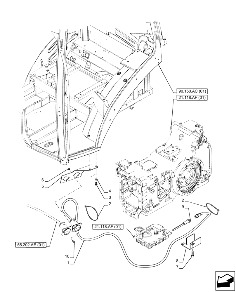 Схема запчастей Case IH PUMA 165 CVT - (21.118.AJ[01]) - VAR - 758007 - TRANSMISSION OIL, HEATER (110V) (21) - TRANSMISSION
