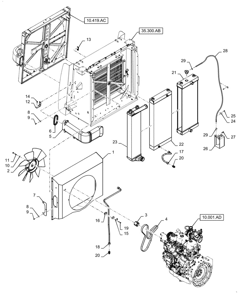 Схема запчастей Case IH WD2104 - (10.400.BE) - RADIATOR & RELATED PARTS (10) - ENGINE