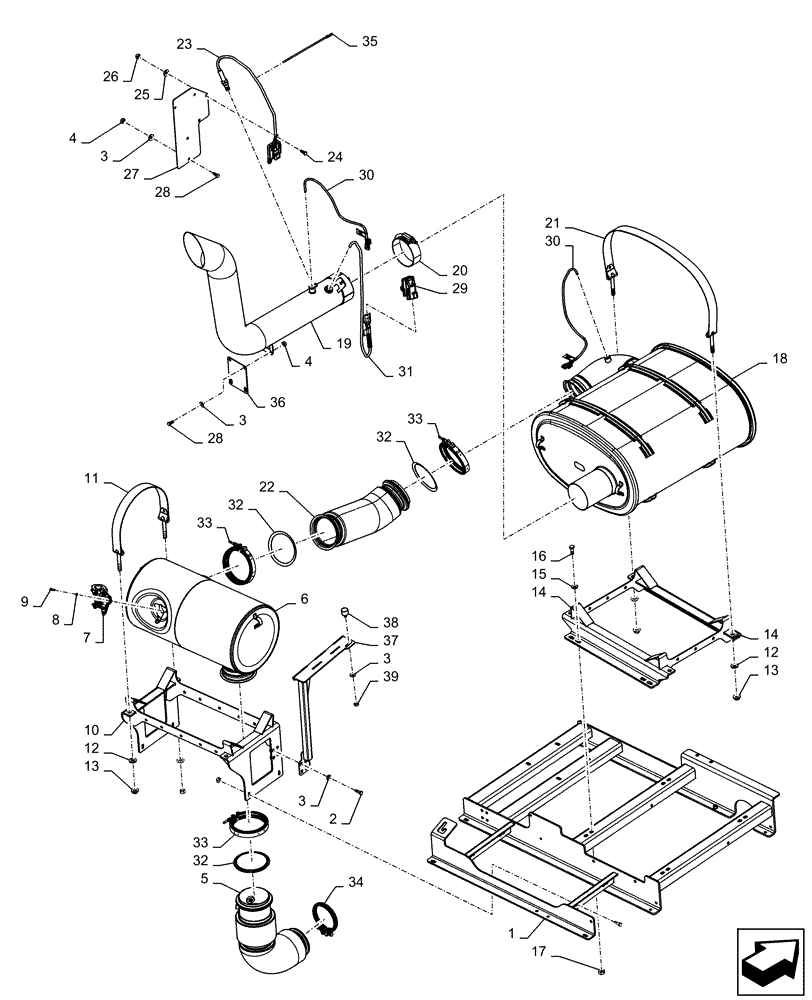 Схема запчастей Case IH PATRIOT 3240 - (10.254.AD[01]) - EXHAUST SYSTEM W/ MUFFLER (10) - ENGINE