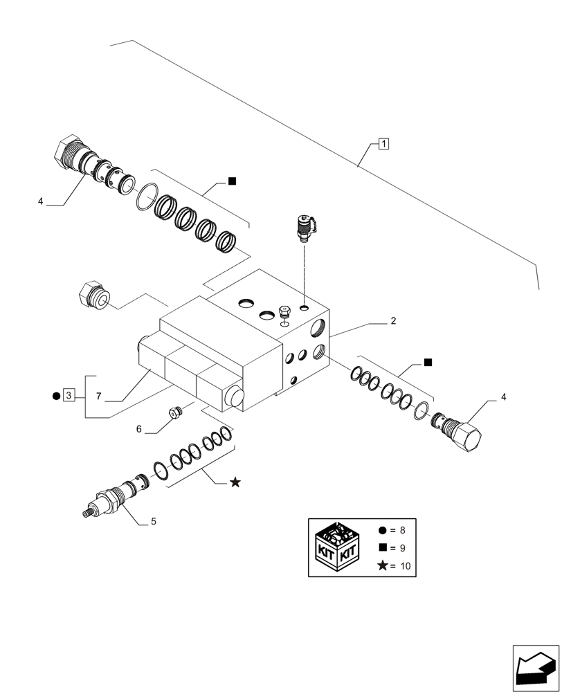 Схема запчастей Case IH A8800 - (35.310.AS[02]) - MANIFOLD, STANDARD TOPPER 12V (35) - HYDRAULIC SYSTEMS