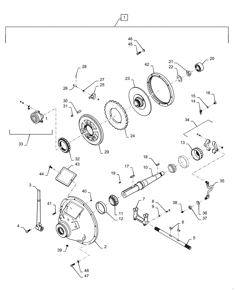 Схема запчастей Case IH 150A - (31.225.AG) - PTO CLUTCH (31) - IMPLEMENT POWER TAKE OFF