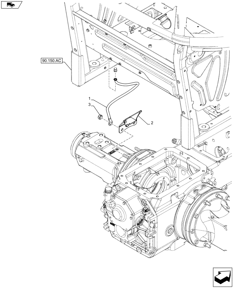 Схема запчастей Case IH FARMALL 95C - (55.100.BE[01]) - GROUND CABLE, BRACKET (55) - ELECTRICAL SYSTEMS