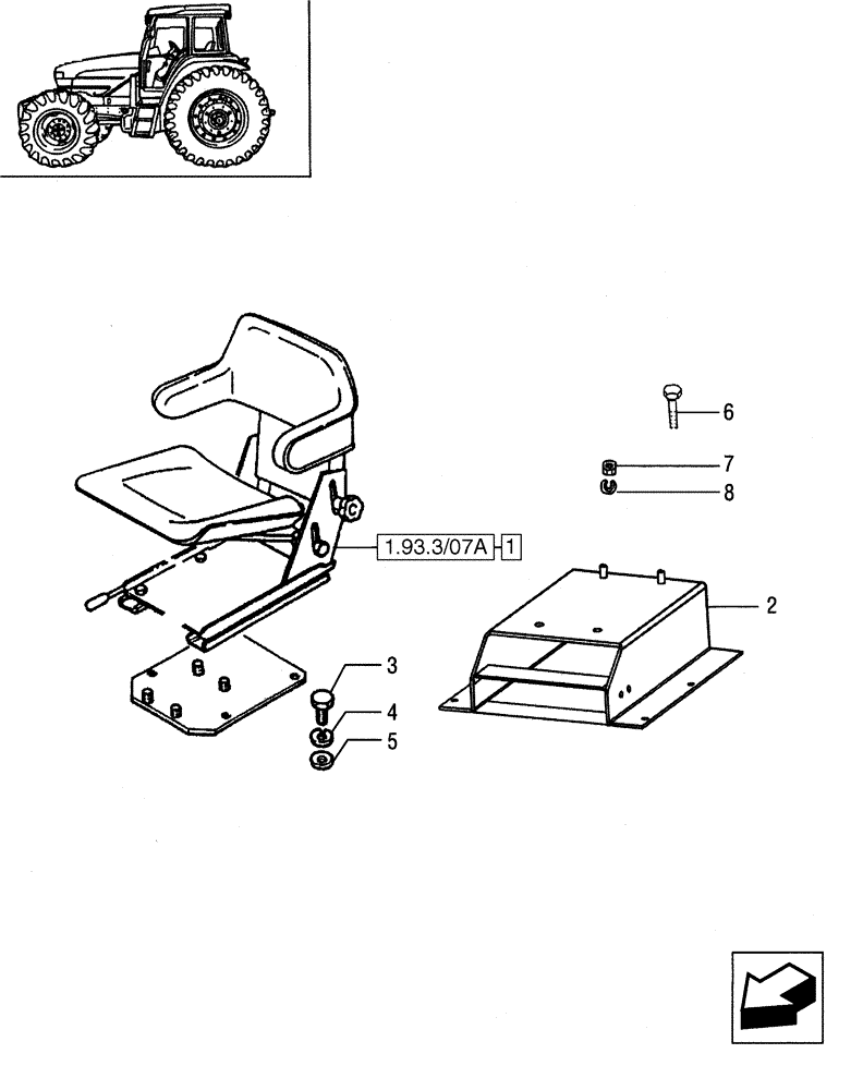 Схема запчастей Case IH JX65 - (1.93.3/07) - (VAR.007) NORTH AMERICA VERSION - SEAT, SUPPORT (10) - OPERATORS PLATFORM/CAB