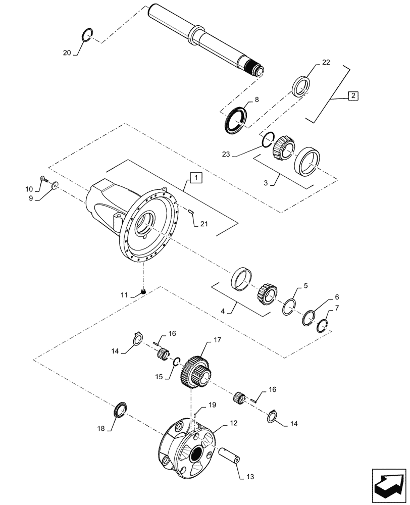 Схема запчастей Case IH STEIGER 540 - (25.108.AA[01]) - AXLE CARRIER ASSY, 500, 540 (25) - FRONT AXLE SYSTEM