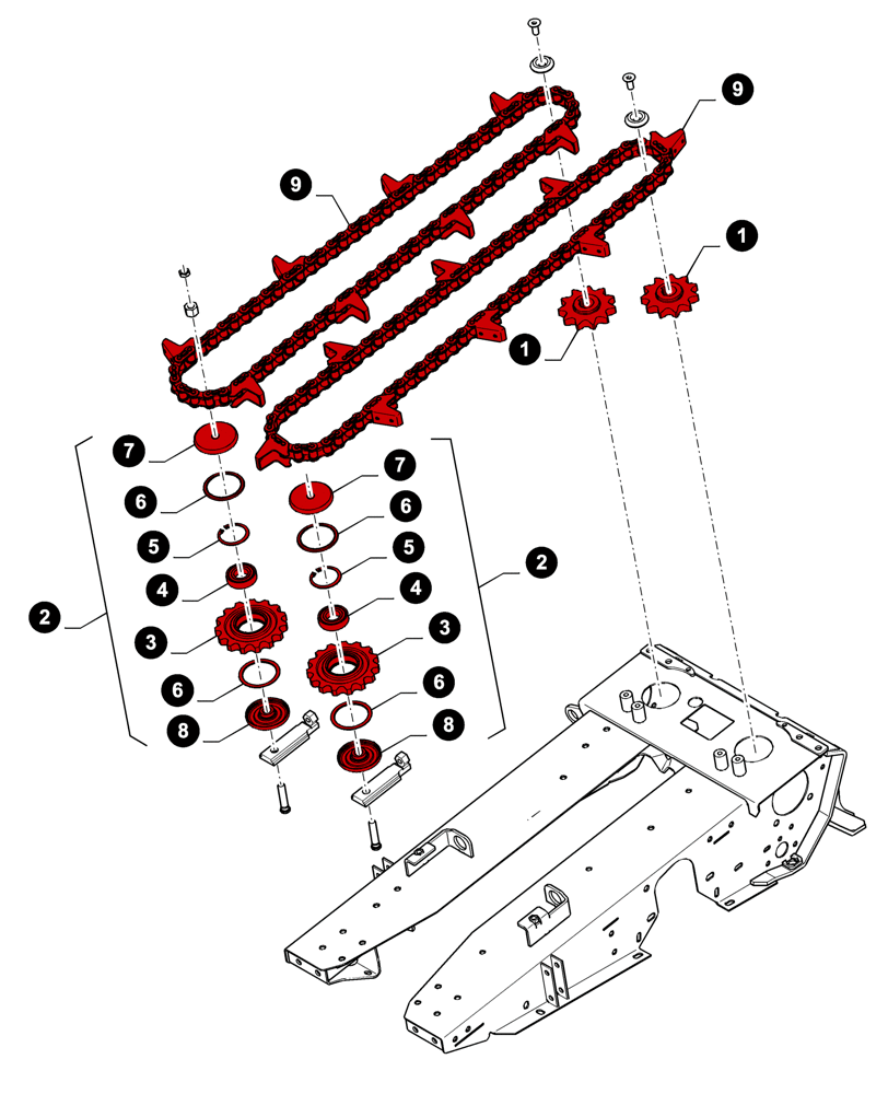 Схема запчастей Case IH 4408F-30 - (05.100.04[02]) - MAINTENANCE PARTS, ROW UNIT GATHERING CHAIN (05) - SERVICE & MAINTENANCE