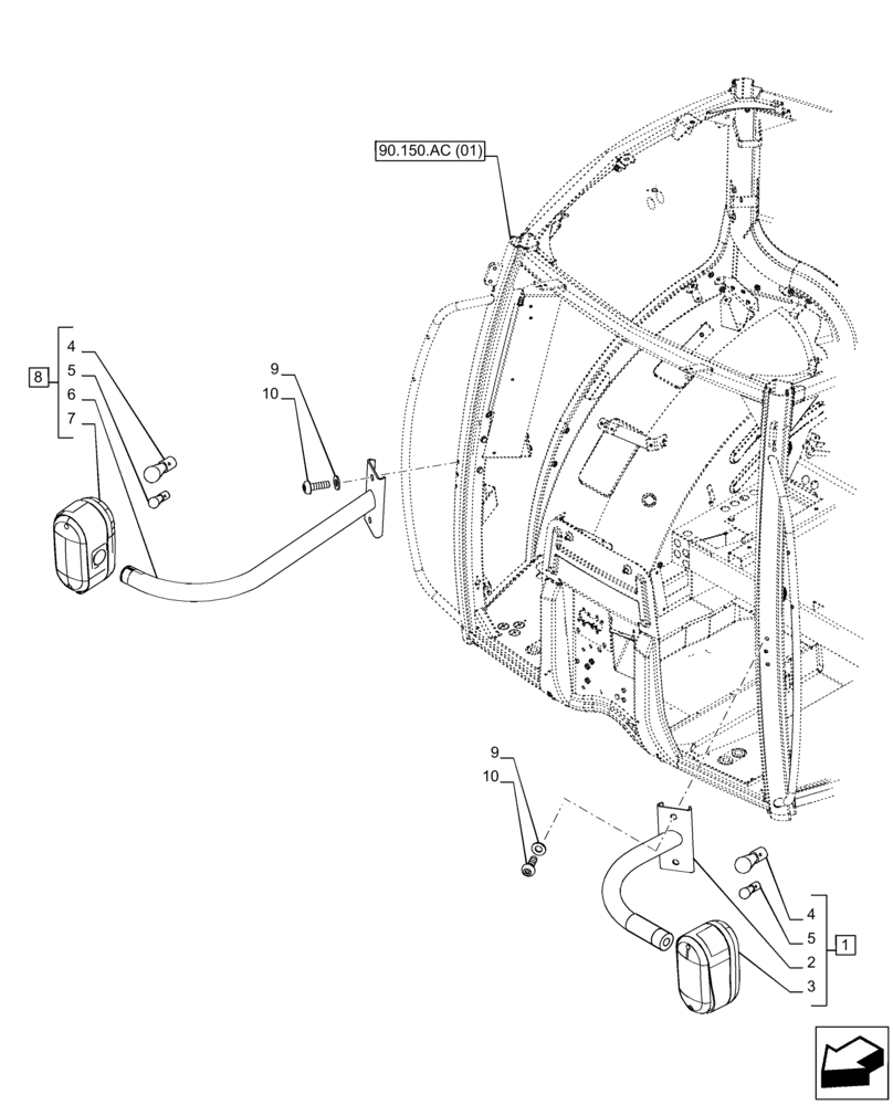 Схема запчастей Case IH PUMA 150 - (55.404.CA[01]) - VAR - 391205, 758338 - INDICATOR LIGHT (55) - ELECTRICAL SYSTEMS