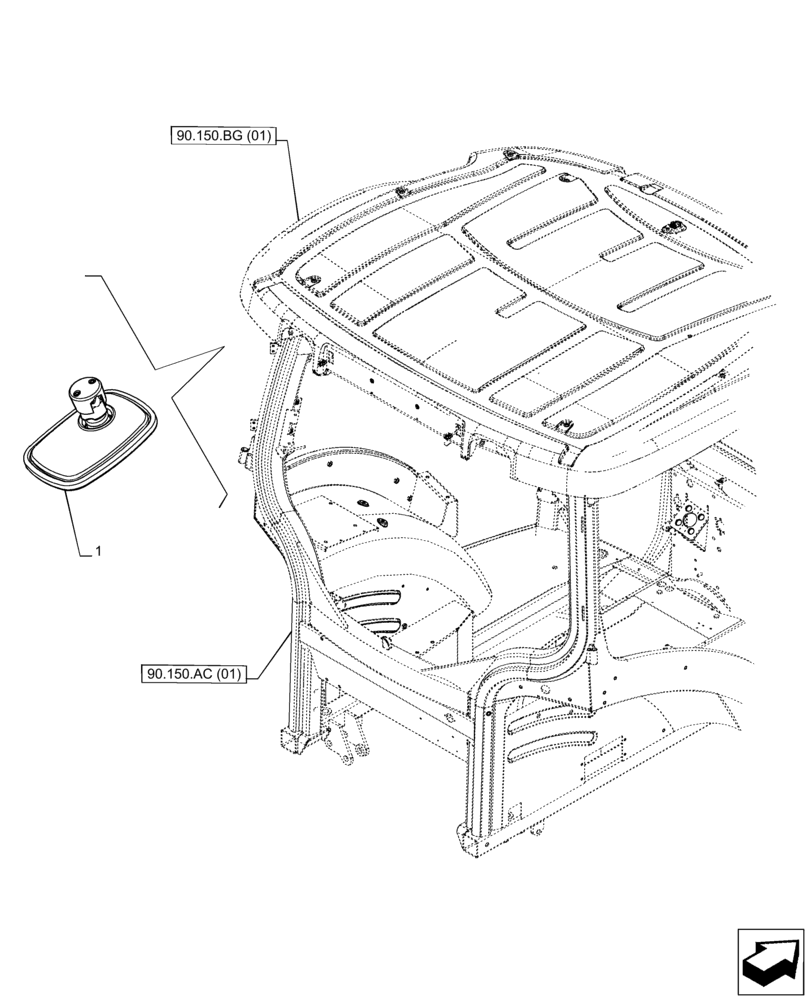 Схема запчастей Case IH PUMA 185 - (90.118.BM[03]) - MIRROR, REAR (90) - PLATFORM, CAB, BODYWORK AND DECALS