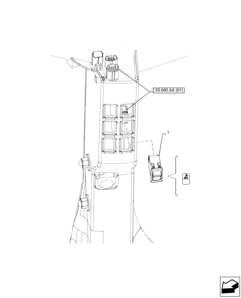 Схема запчастей Case IH PUMA 185 CVT - (55.680.AP) - VAR - 337468, 337469, 758272, 758273 - SWITCH, AUTOGUIDANCE SYSTEM (55) - ELECTRICAL SYSTEMS