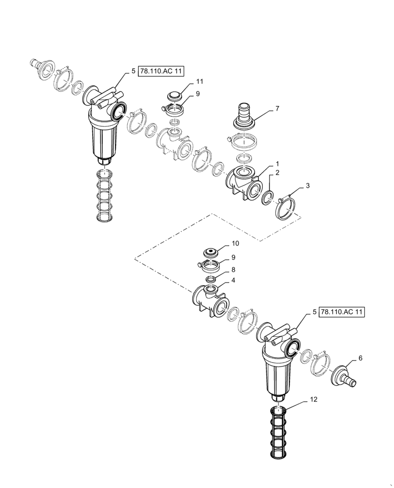 Схема запчастей Case IH PATRIOT 3340 - (78.110.AD[04]) - CENTER SECTION MANIFOLD, 6 SEC LOW FLOW, BSN YGT042519 (78) - SPRAYING