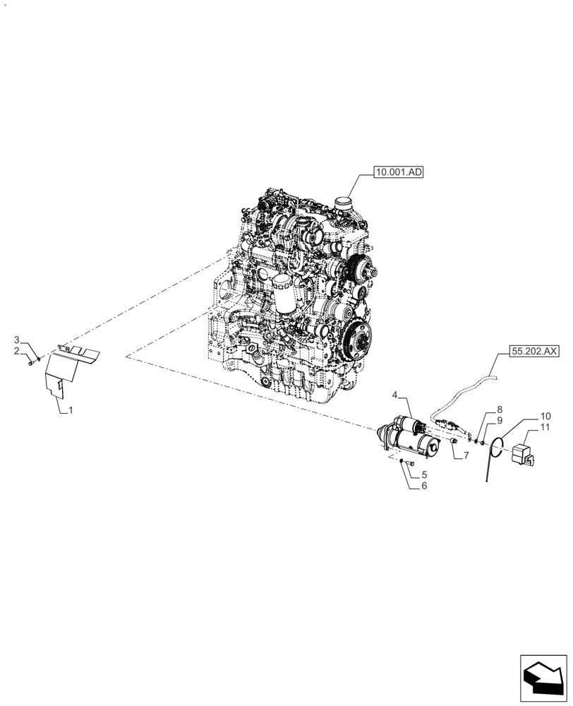 Схема запчастей Case IH FARMALL 130A - (55.201.AE) - VAR - 391265 - STARTER MOTOR (55) - ELECTRICAL SYSTEMS