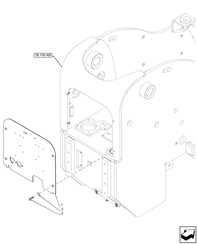 Схема запчастей Case IH FARMLIFT 935 - (39.100.AH[04]) - VAR - 702007 - FRAME, COVER, REAR (39) - FRAMES AND BALLASTING