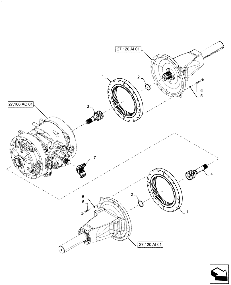 Схема запчастей Case IH STEIGER 540 - (27.100.AK[02]) - REAR AXLE ASSY, 500, 540 (27) - REAR AXLE SYSTEM