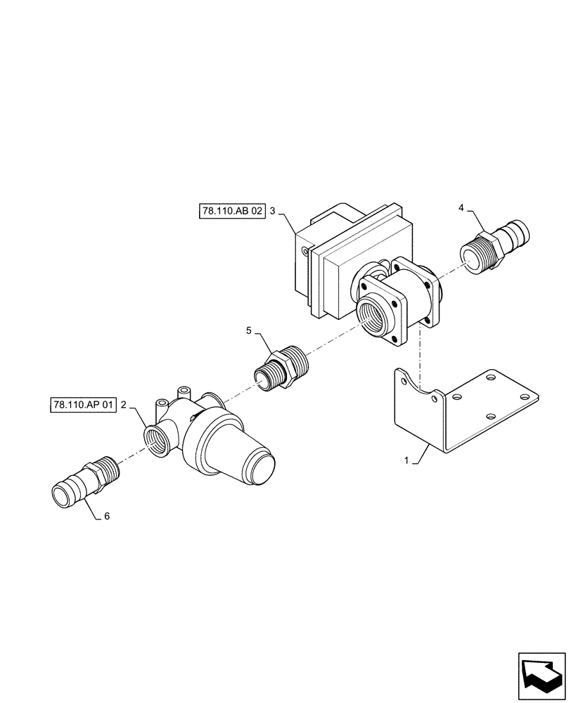 Схема запчастей Case IH PATRIOT 3340 - (78.110.AB[03]) - 90, 5 AND 6 SECTION, SINGLE BOOM VALVE, SINGLE STRAINER (78) - SPRAYING
