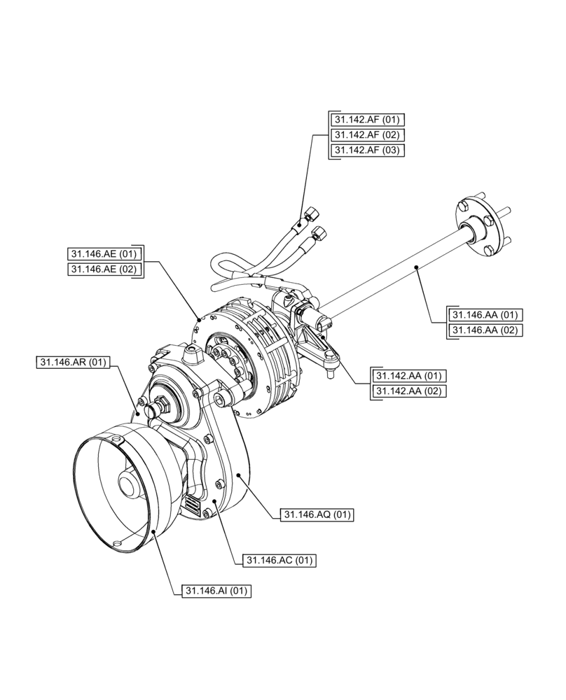 Схема запчастей Case IH PUMA 165 - (00.000.31[04]) - PICTORIAL INDEX - IMPLEMENT POWER TAKE-OFF (00) - GENERAL & PICTORIAL INDEX