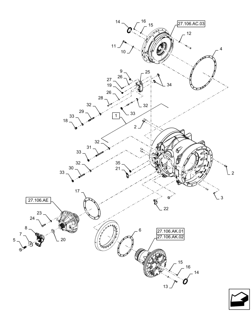 Схема запчастей Case IH STEIGER 540 - (27.106.AC[01]) - REAR AXLE CARRIER, 500, 540 (27) - REAR AXLE SYSTEM