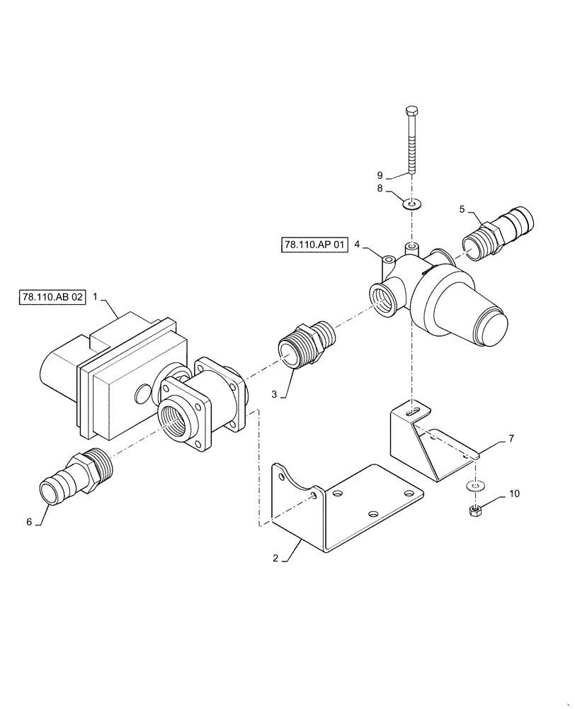 Схема запчастей Case IH PATRIOT 3340 - (78.110.AB[01]) - 90, 5 SECTION, CENTER VALVE PLUMBING (78) - SPRAYING