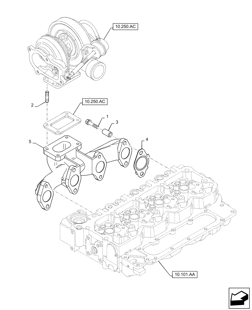 Схема запчастей Case IH 100A - (10.254.AC) - EXHAUST MANIFOLD (10) - ENGINE