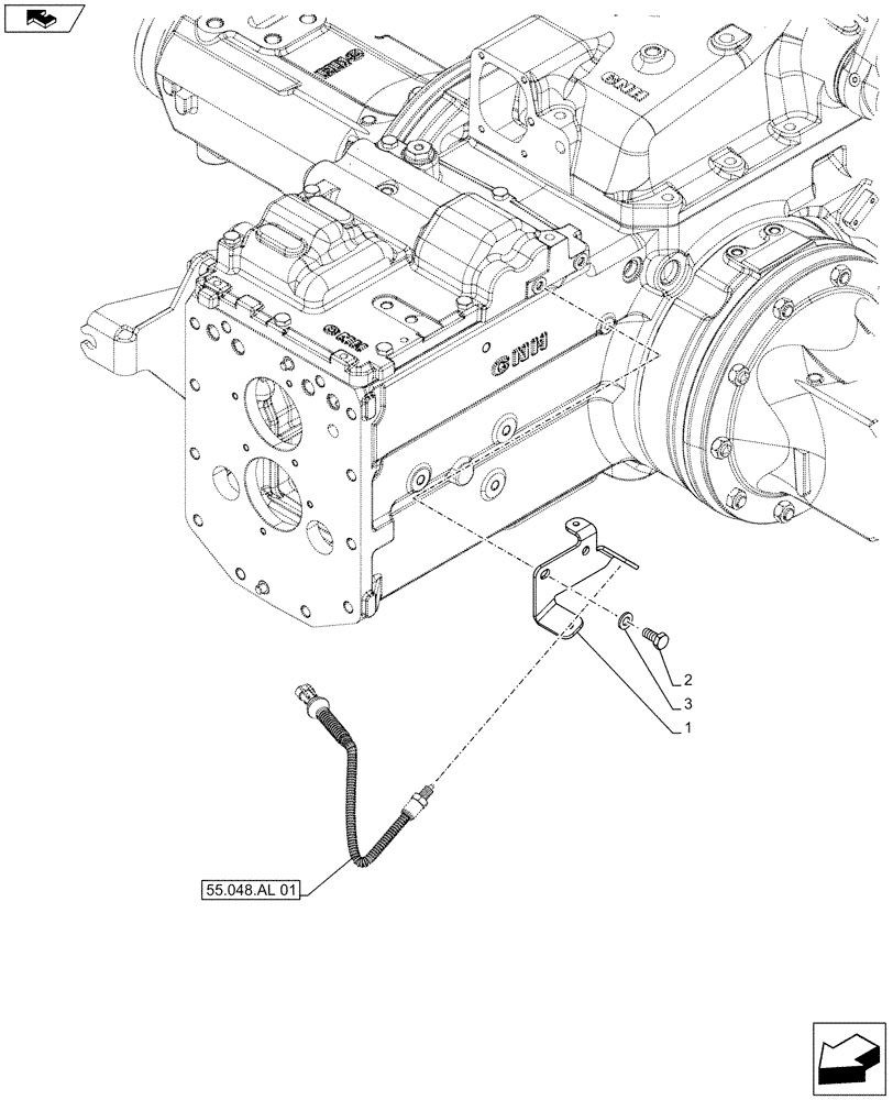 Схема запчастей Case IH FARMALL 95C - (55.048.AL[02]) - PTO, SWITCH, BRACKET (55) - ELECTRICAL SYSTEMS