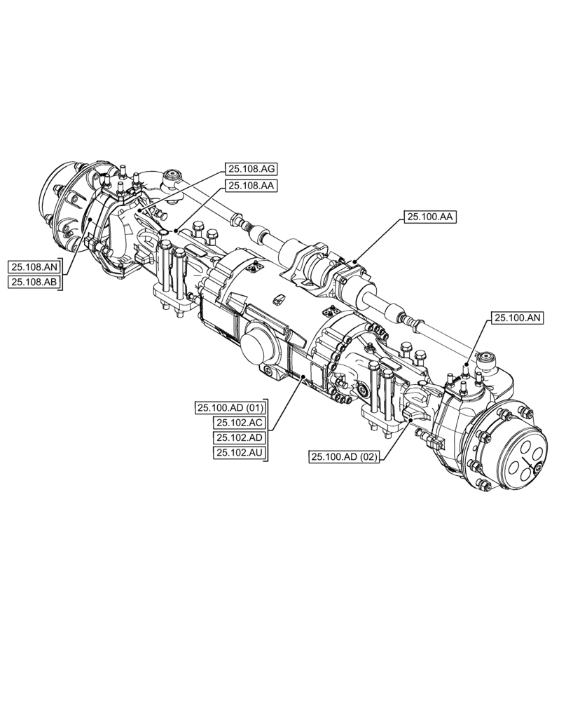 Схема запчастей Case IH FARMLIFT 632 - (25.000.00) - SECTION INDEX - FRONT MECHANICAL DRIVE (25) - FRONT AXLE SYSTEM