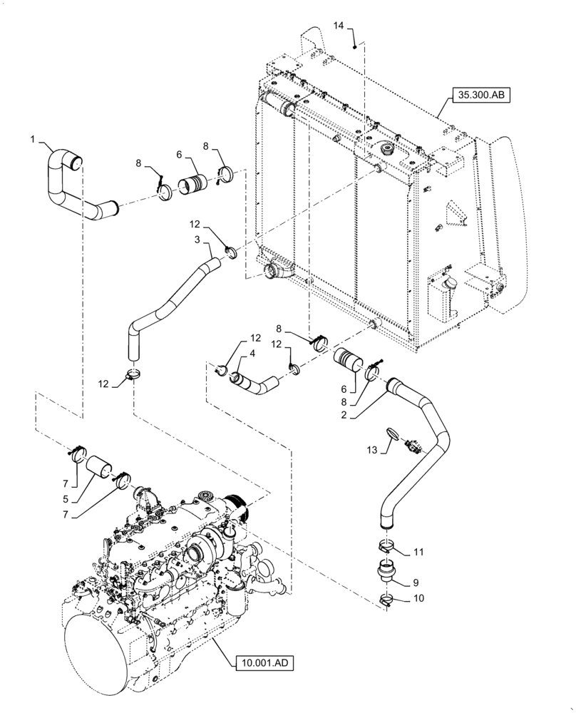 Схема запчастей Case IH WD1204 - (10.310.AE) - INTERCOOLER LINE (10) - ENGINE