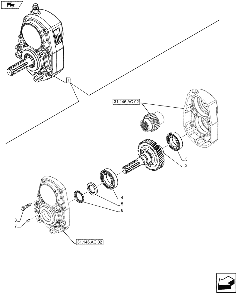 Схема запчастей Case IH FARMALL 115U - (31.146.AC[01]) - VAR - 332789 - FRONT PTO ASSY, COMPONENTS (31) - IMPLEMENT POWER TAKE OFF