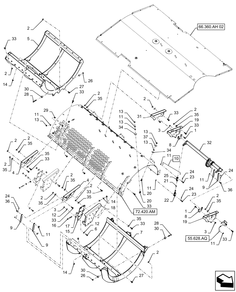 Схема запчастей Case IH 8240 - (66.360.AH[01]) - VAR - 425198, 425199, 425513 - FRAME, THRESHING CYLINDER (66) - THRESHING