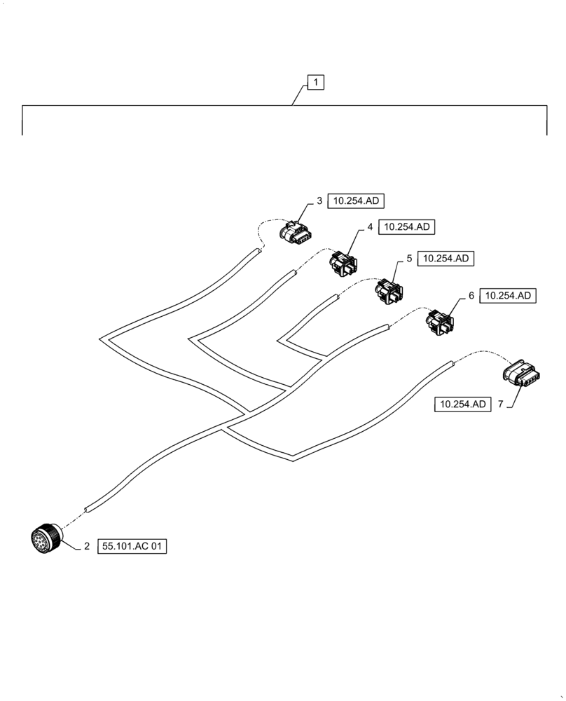 Схема запчастей Case IH 100A - (55.101.AC[03]) - WIRE HARNESS & CONNECTOR, EXHAUST SYSTEM (55) - ELECTRICAL SYSTEMS