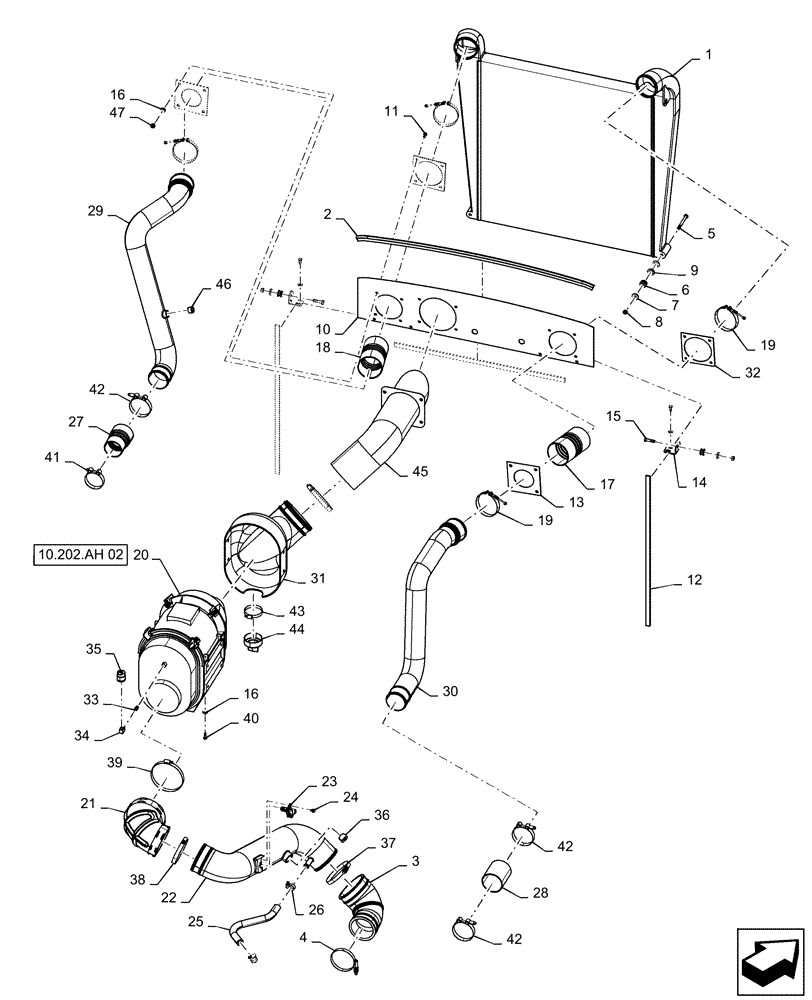 Схема запчастей Case IH PATRIOT 3340 - (10.310.AA[01]) - AIR INTAKE, AND AFTERCOOLER (10) - ENGINE
