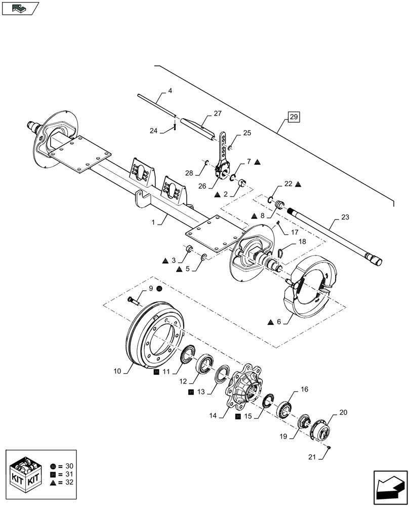 Схема запчастей Case IH LB324P - (27.550.030) - SINGLE AXLE, PNEUMATIC BRAKE (27) - REAR AXLE SYSTEM