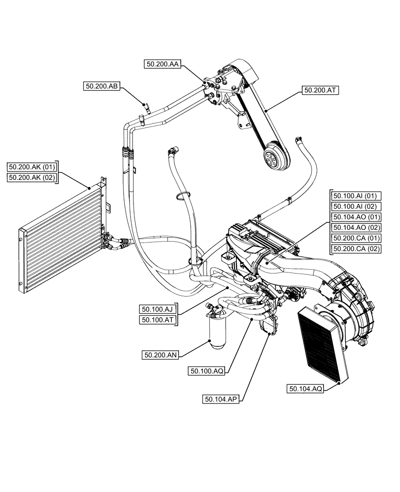 Схема запчастей Case IH FARMLIFT 935 - (50.000.00) - SECTION INDEX - CAB CLIMATE CONTROL (50) - CAB CLIMATE CONTROL