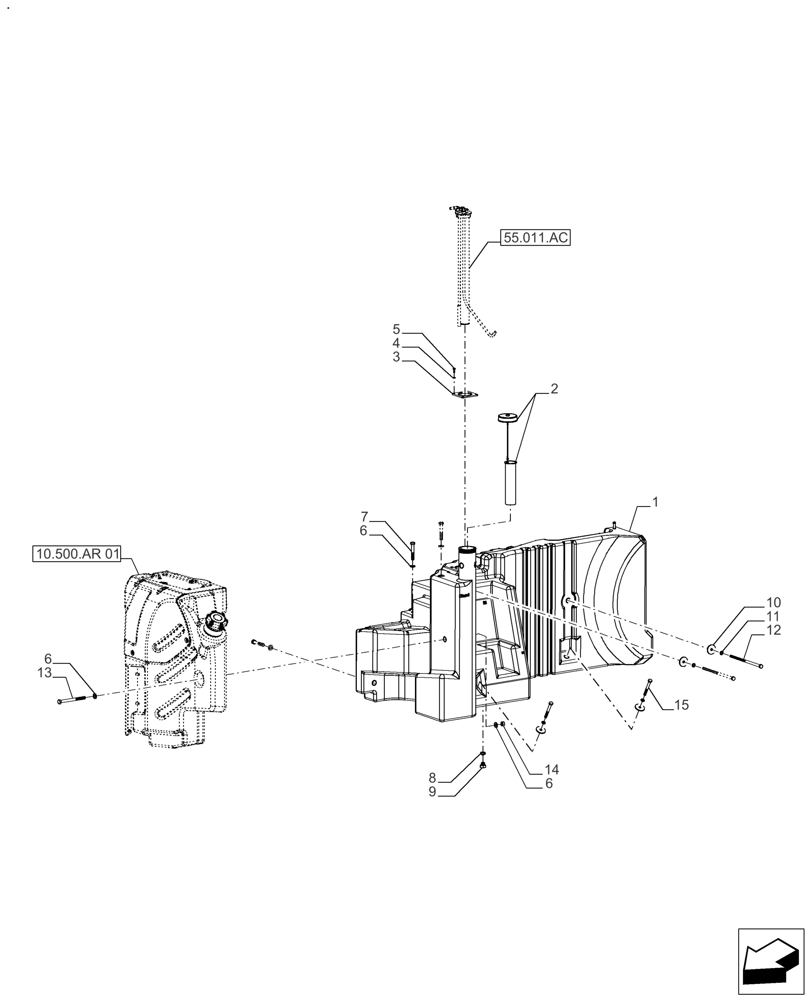 Схема запчастей Case IH FARMALL 110A - (10.216.AI[01]) - VAR - 391270 - FUEL TANK (10) - ENGINE
