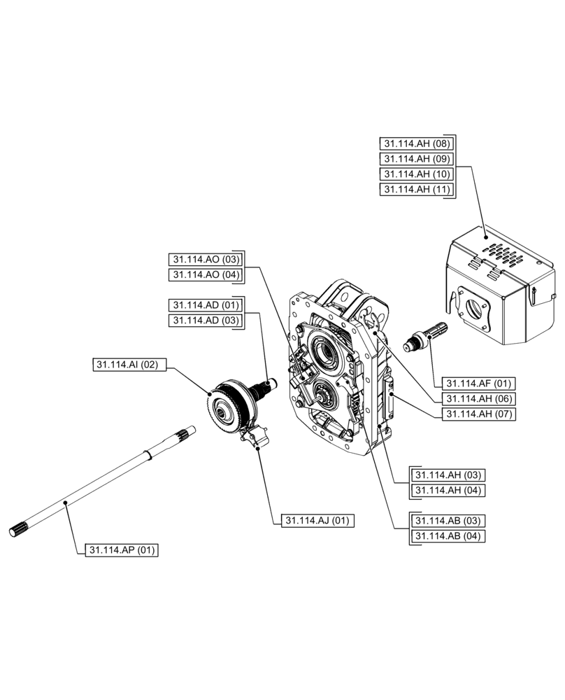 Схема запчастей Case IH PUMA 220 - (00.000.31[03]) - PICTORIAL INDEX - IMPLEMENT POWER TAKE-OFF (00) - GENERAL & PICTORIAL INDEX