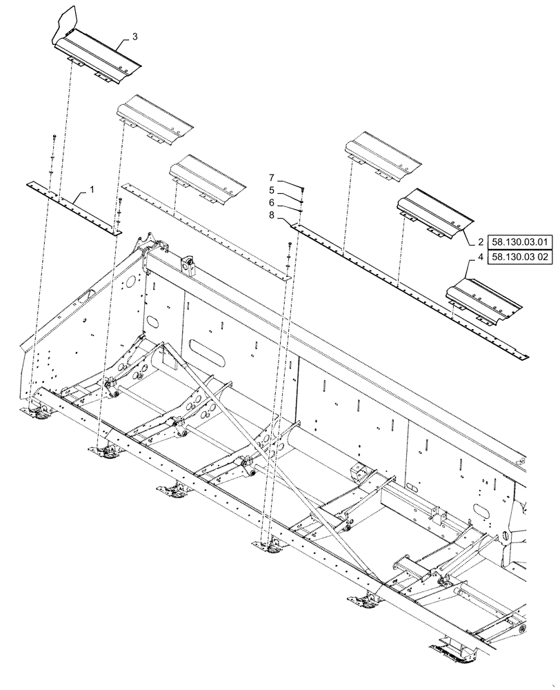 Схема запчастей Case IH 3152 - (58.130.02[02]) - FLOOR, ASSY, 35FT CENTER KNIFE DRIVE, RH (58) - ATTACHMENTS/HEADERS