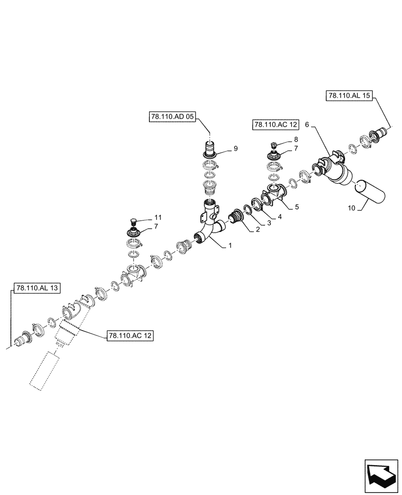 Схема запчастей Case IH PATRIOT 3340 - (78.110.AD[06]) - CENTER SECTION MANIFOLD, 7 SEC, 120 BOOM, BSN YGT042519 (78) - SPRAYING