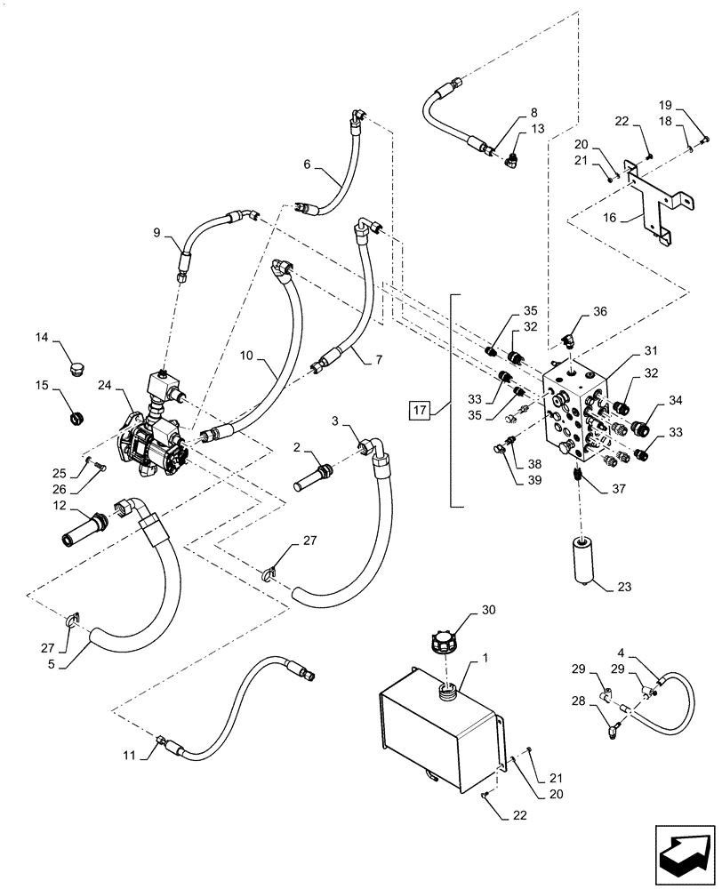 Схема запчастей Case IH 3162 - (35.410.01[01]) - HYDRAULIC SYSTEM, DRAPER PUMP (35) - HYDRAULIC SYSTEMS
